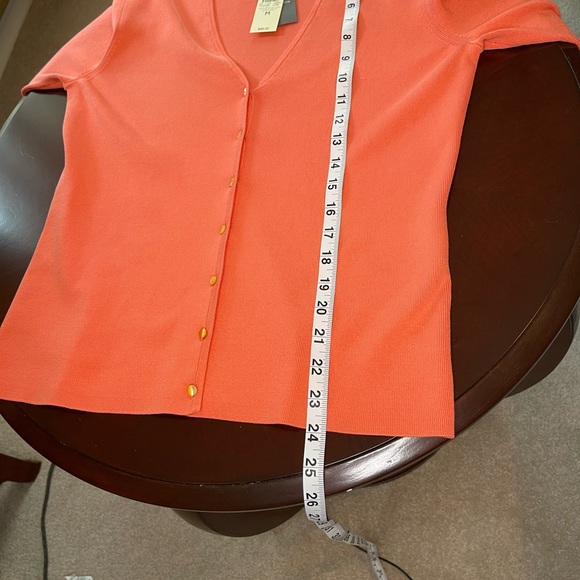 ANN TAYLOR Orange Coral Button-Up Knit Cardigan Sweater - NWT - Picture 7 of 11